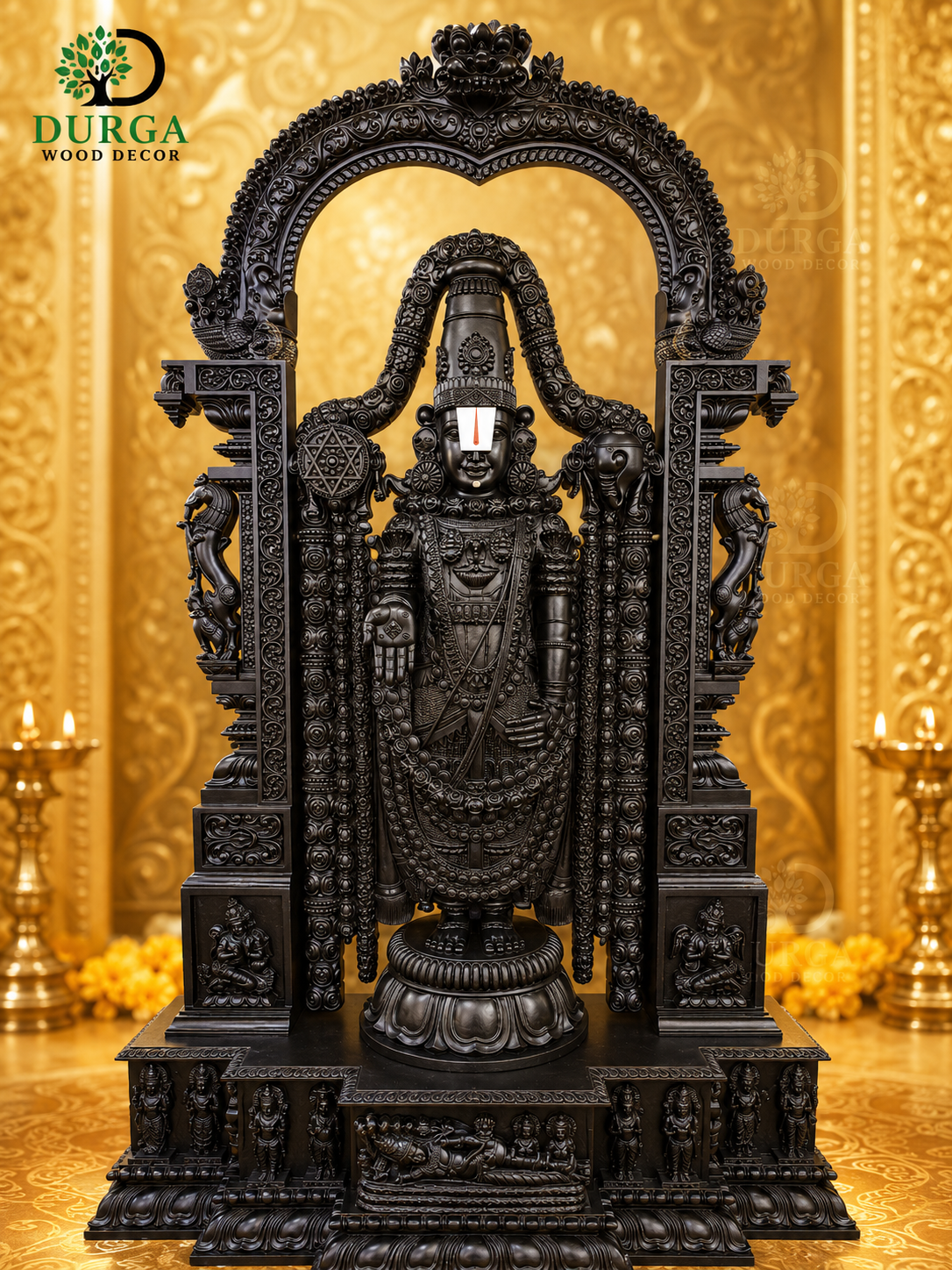 Durga Imperial Lord Venkateswara (Tirupati Balaji) ROSE WOOD  Polish Wooden Idol