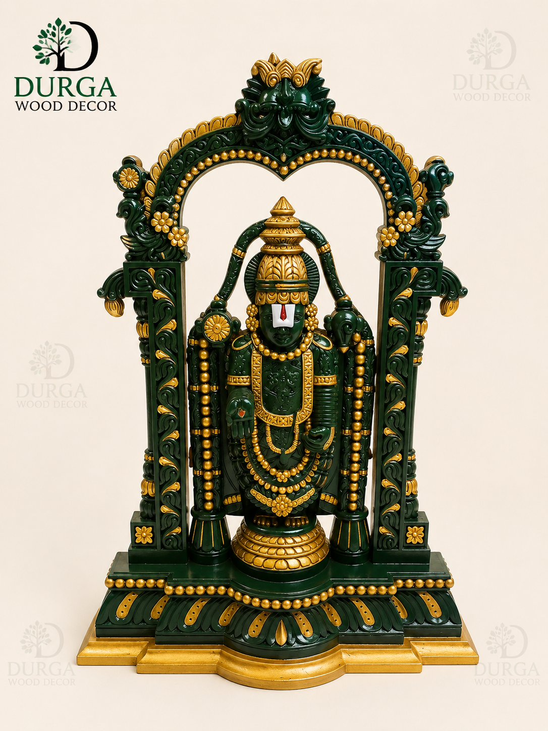 Durga Majestic Lord Venkateswara (Tirupati Balaji) Carved Wooden Idol