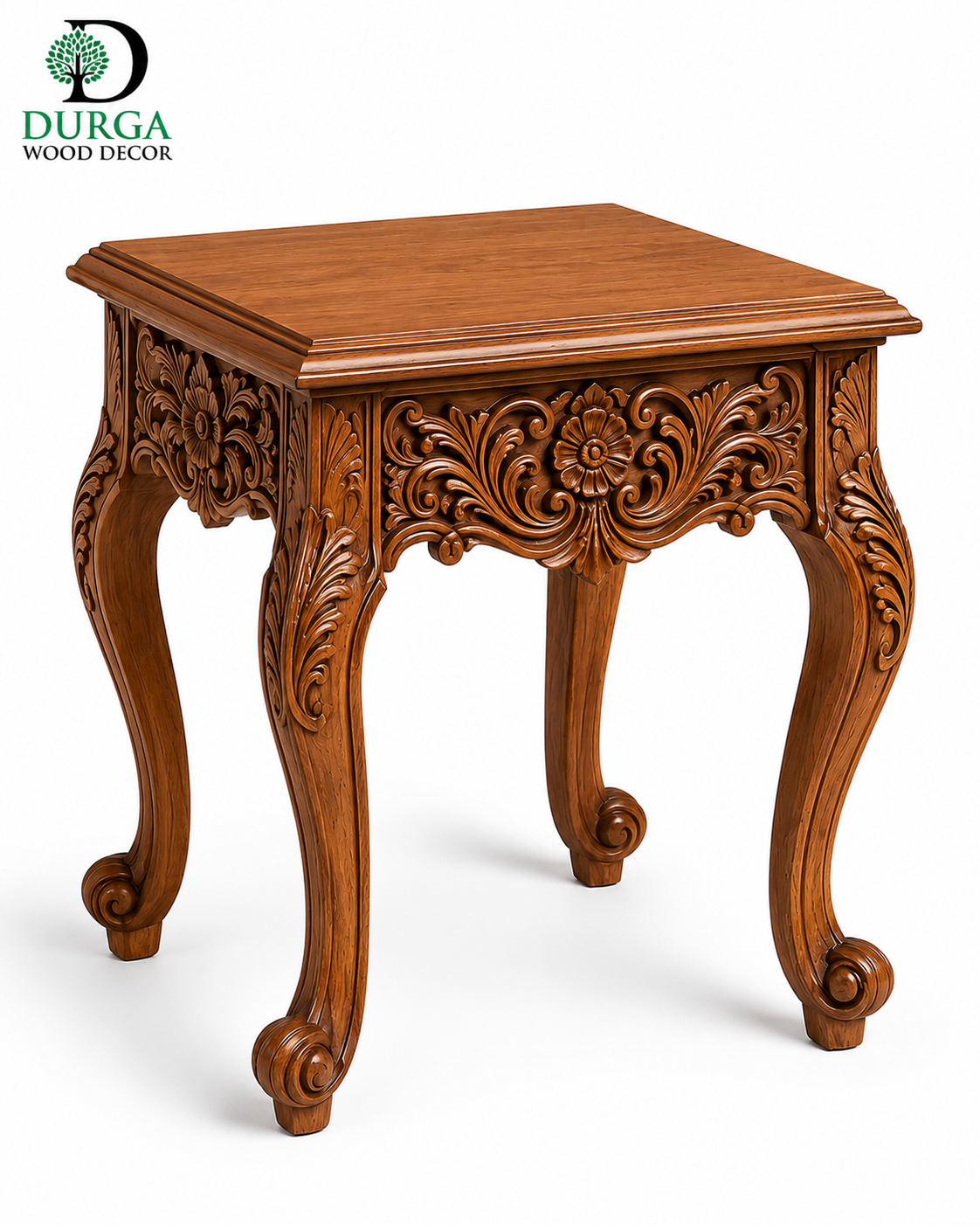 Royal Baroque Carved Teak Wood Side / End Table